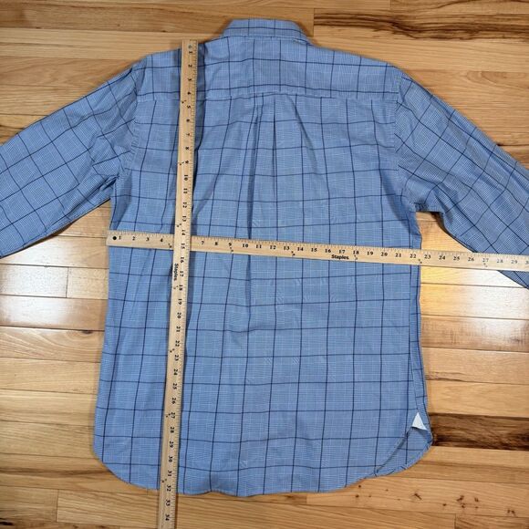 Peter Millar Mens Size Medium Blue Plaid Long Sleeve Button Up/Dress Shirt - Picture 4 of 5